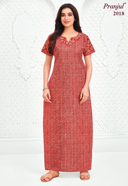 Pragati Vol 20 By Pranjul Pure Cotton Printed Nighty Gown 